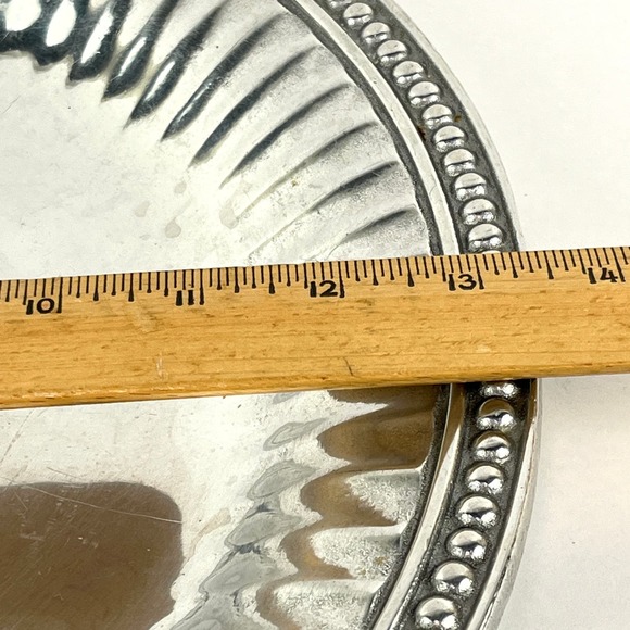 The Wilton Co. 13.5in Round Decorative Armetale Serving Tray - Picture 5 of 6